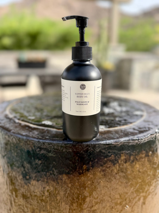 Slippery Bill’s Luxurious Body Oil – Palo Santo & Mahogany